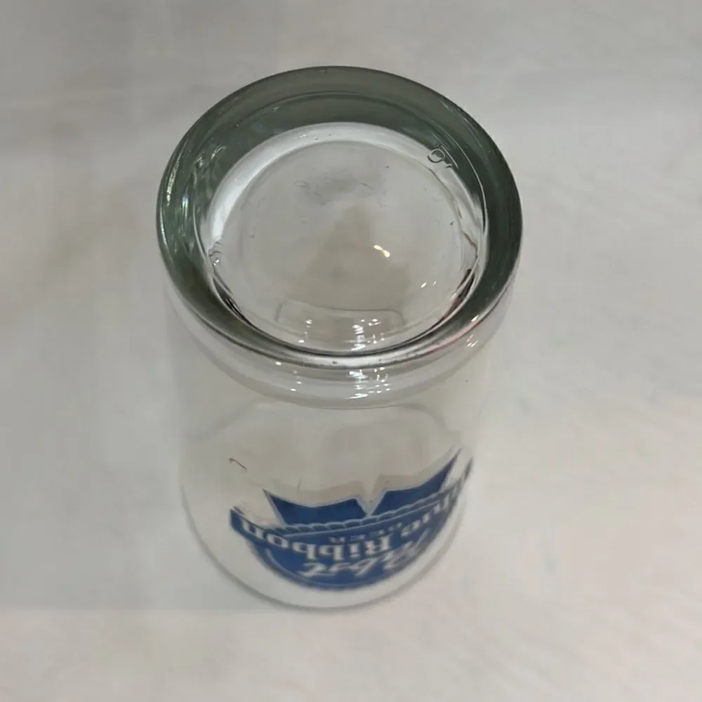 Pabst Blue Ribbon Beer Glass 16 Oz 6 In Tall Blue Bar Accessories 3 1/4 In Round